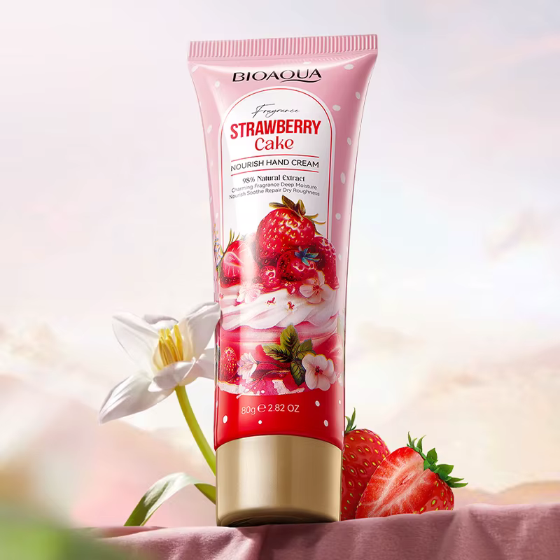 Crème pour les mains nourrissante au gâteau aux fraises 80g, crème réparatrice hydratante pour les m
