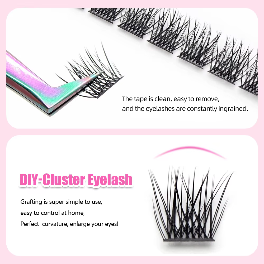 YUANZHIJIE-Extensions de cils naturels segmentés en grappe, beauté moelleuse russe, maquillage de ha