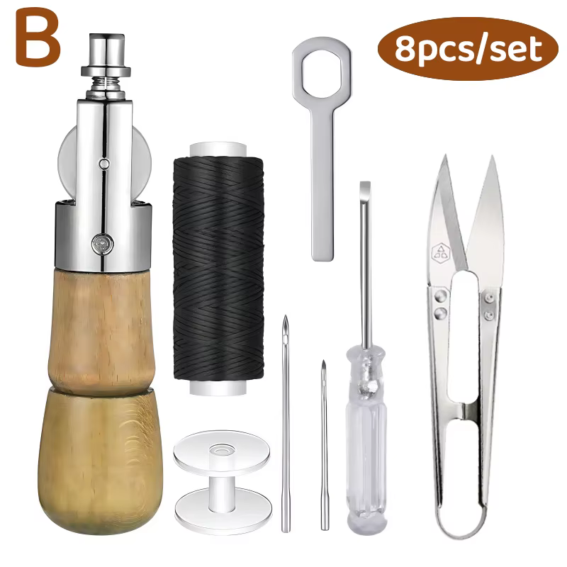 8 pièces/ensemble bricolage fil à coudre en cuir outils de couture à la main artisanat du cuir bord 
