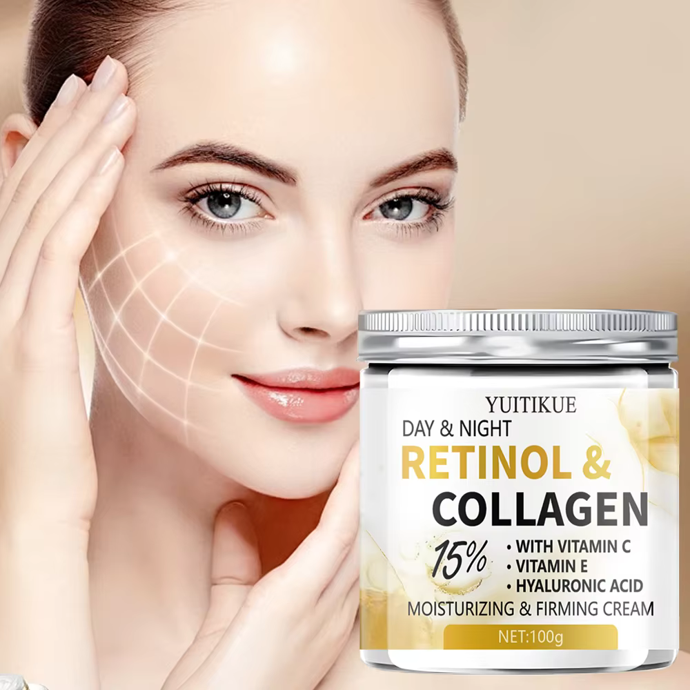 DAY & NIGHT Crème raffermissante 100g - 15% rétinol et collagène, avec vitamine C, E & acide hyaluro