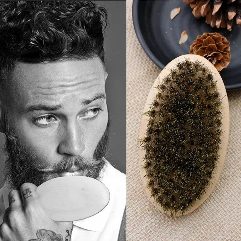 Brosse de rasage professionnelle en bois pour hommes, poils de sanglier souples, Kit de peigne à mou