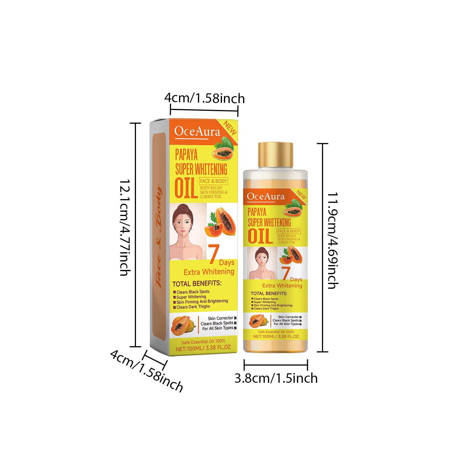 OCEAURA Papaye huile Super blanchissante visage et corps hydratant nourrissant blanchissant huile co