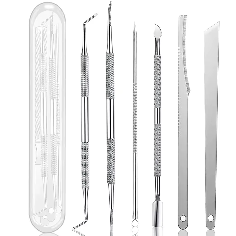 Kit de soins des pieds, lime dissolvant de callosités, rasoir pour peaux mortes, poussoir à cuticule