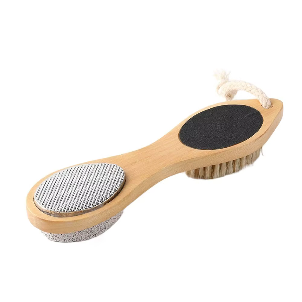 Lime à pieds portative à manche en bois, conception quatre en un avec trou de suspension, dissolvant