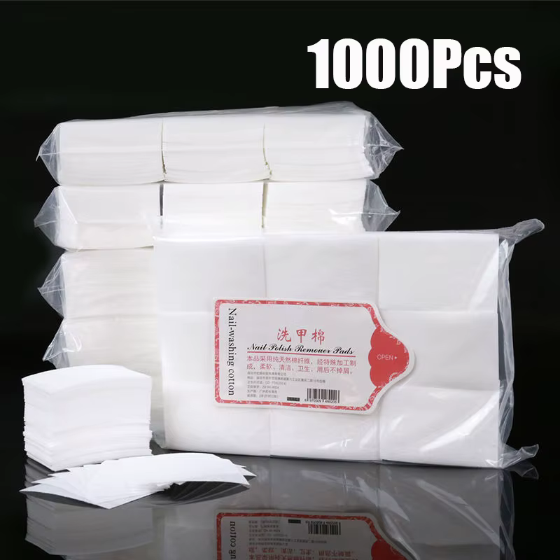 Tampons professionnels 100% coton, 1000/500/200/180/100 pièces, pour lingettes à ongles, non peluche