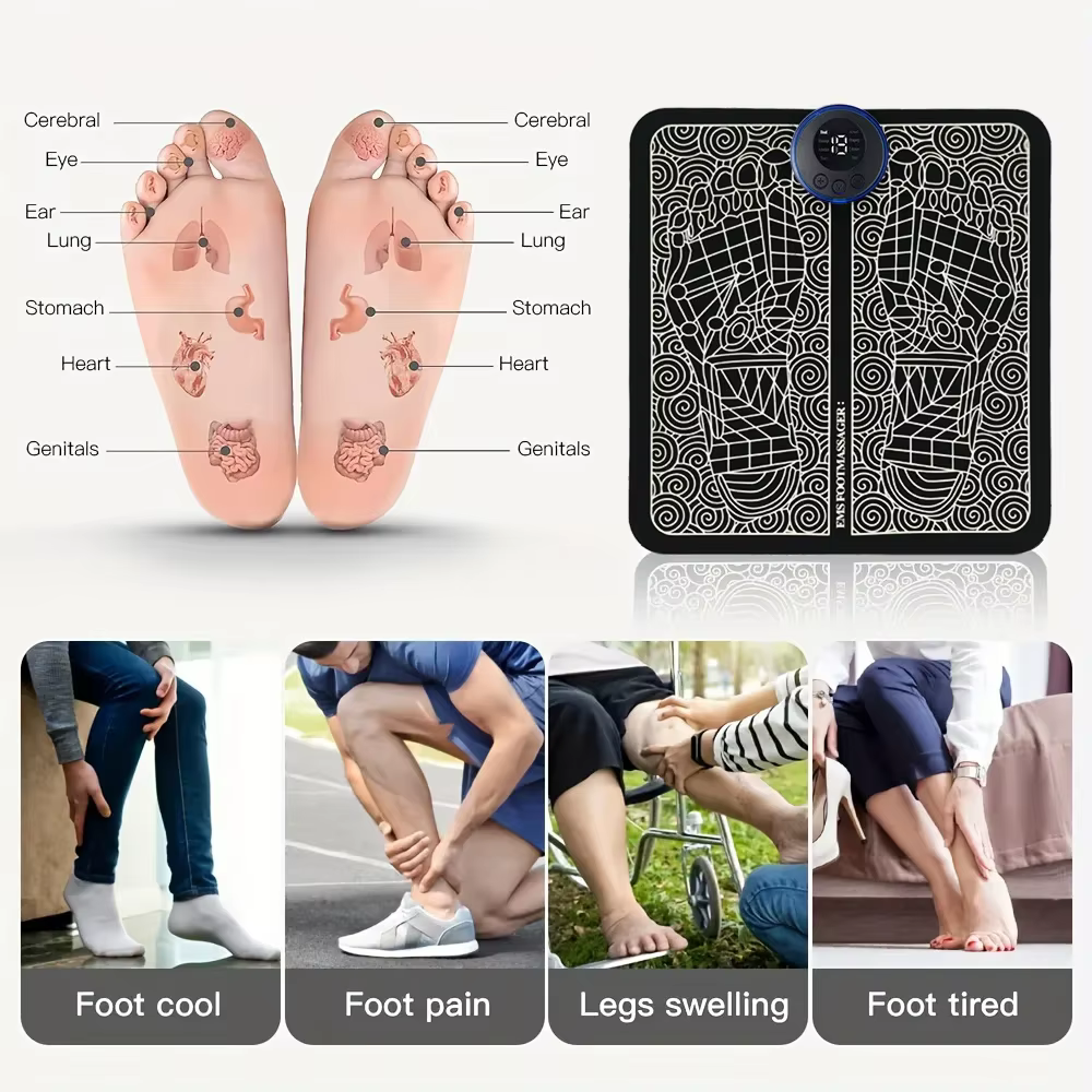 Tapis de Massage des pieds électrique avec chargeur USB, relaxation des points d'acupuncture des pie