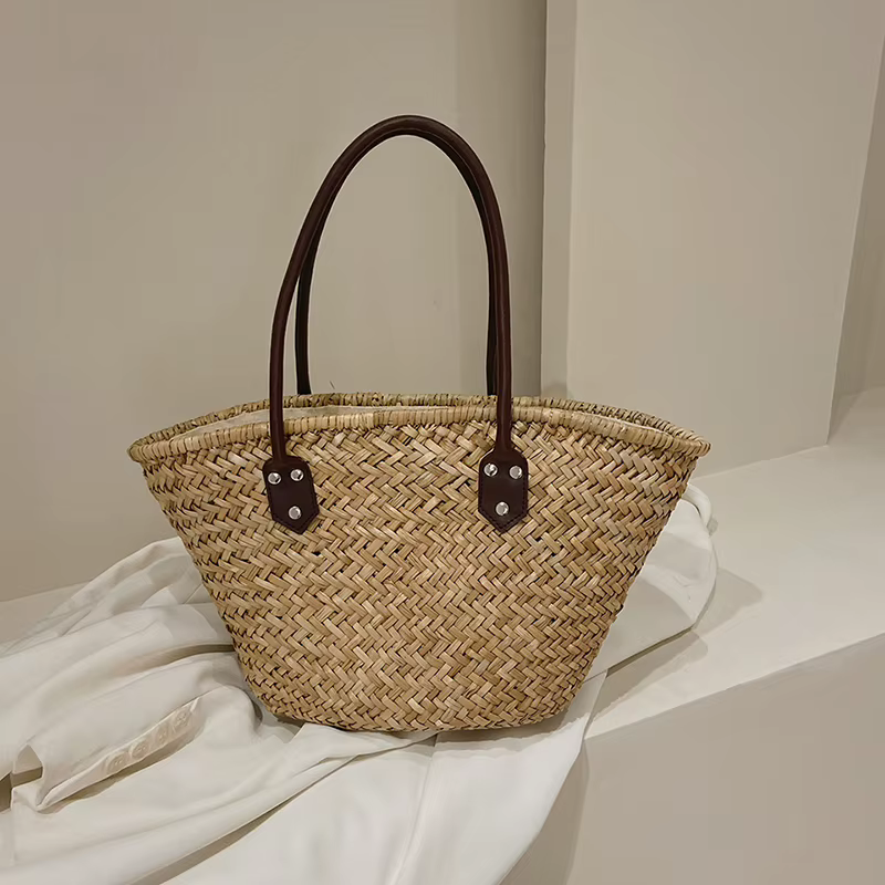 Sac à bandoulière fait à la main pour femmes, sacs à main de grande capacité, sac de plage en paille