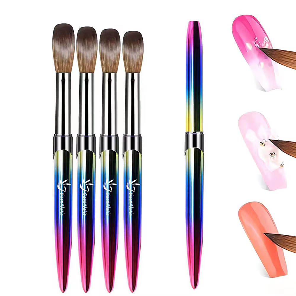 Stylo brosse à ongles en acrylique No.10/12/14/16 20-26mm, pour Application acrylique, Extension pro
