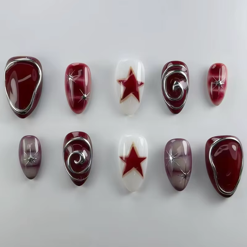 24 pièces dégradé rose amande faux ongles conseils portable oeil de chat tache conception ongles ens