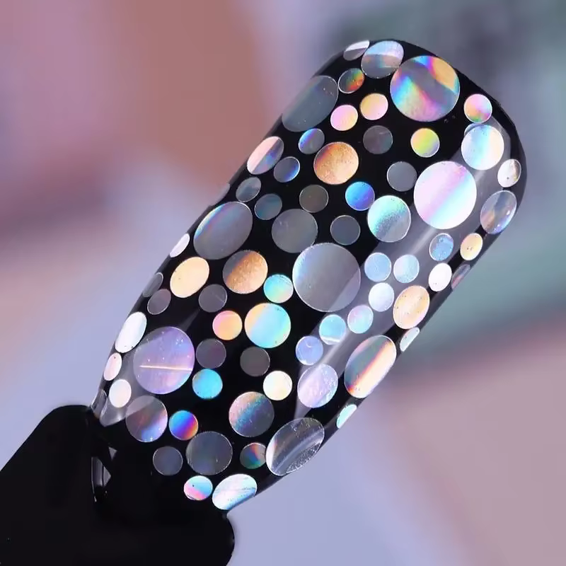 Paillettes pour ongles de taille mixte, paillettes holographiques argentées, losange rond coloré
