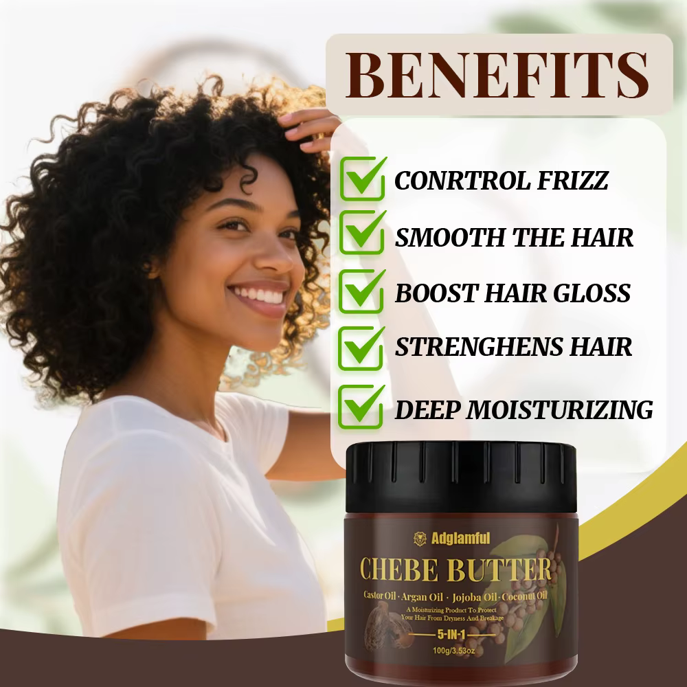 Huile de Ricin 5-en-1 et Beurre de Chebe – Soin Professionnel pour Cheveux Forts et Anti-Casse – Hyd