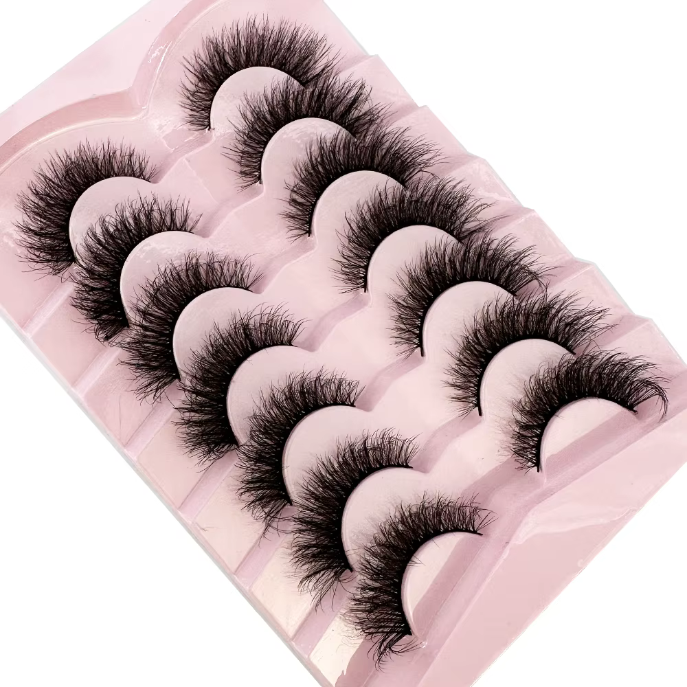 7 paires de cils en bande russe naturelle cils de vison moelleux 3D faux cils moelleux Volume cils f