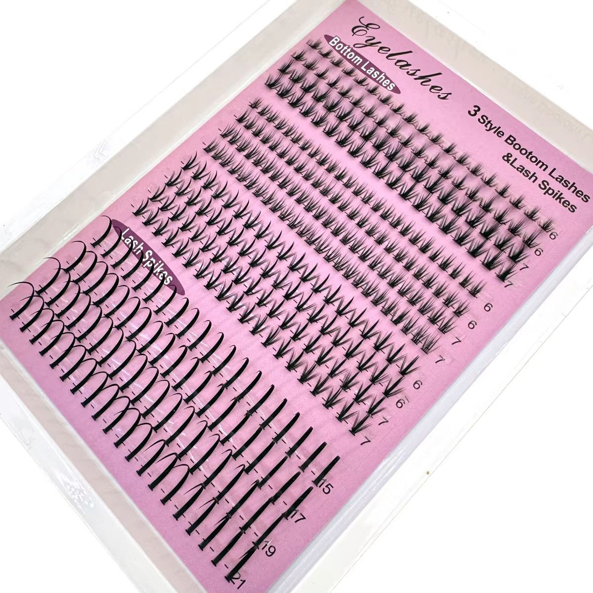 16 rangées de grappes de cils inférieurs et pointes Volume Extensions de grappes de cils individuels