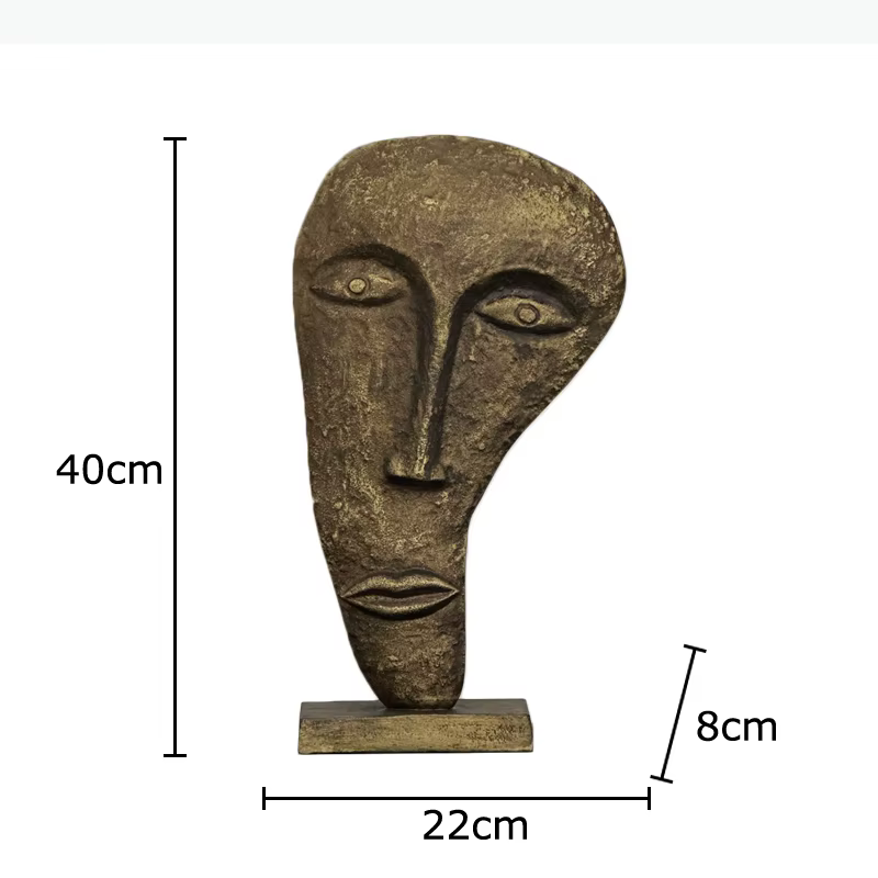 Statue abstraite de visage humain, décoration de bureau, masque de visage humain, œuvre d'art en rés