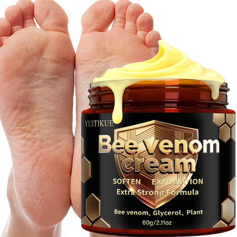 YUITIKUE Crème pour les pieds au venin d'abeille – Crème de soin pour les pieds exfoliante adoucissa