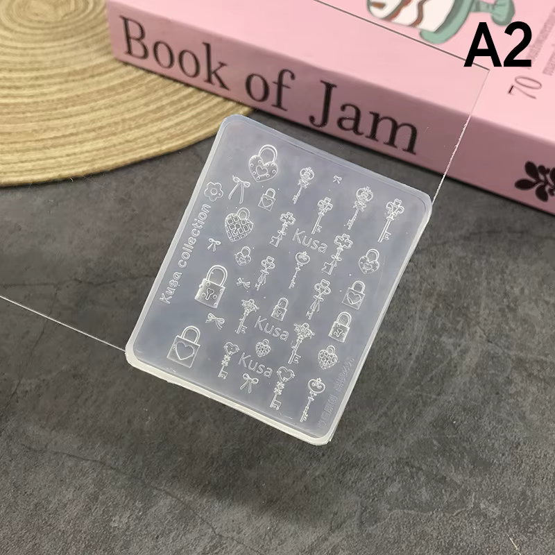 Moule à ongles en Silicone, bouton papillon de dessin animé, serrure à clé, accessoires de décoratio