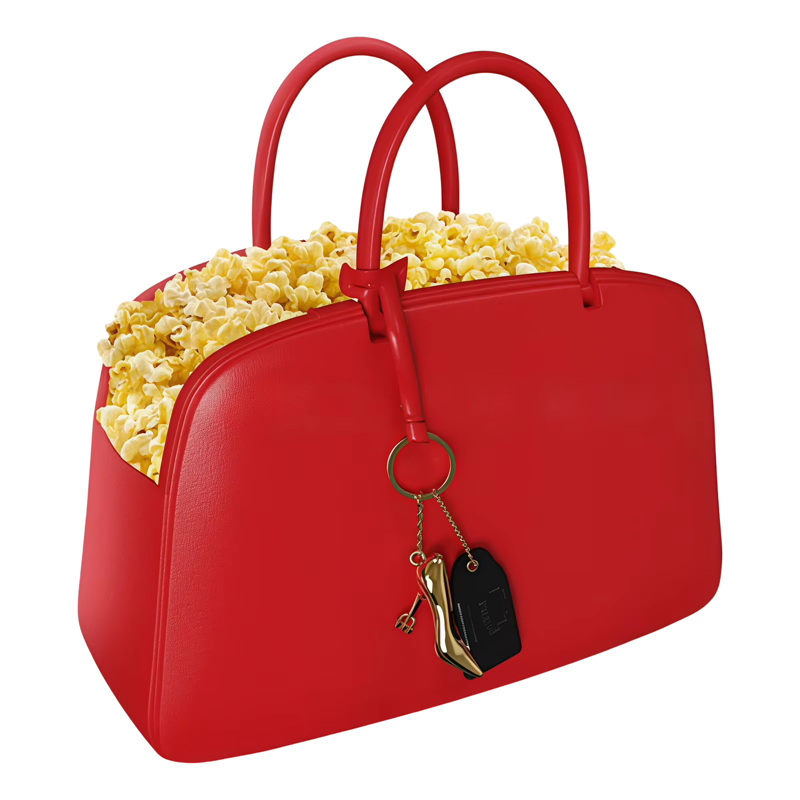 Sac à main rouge en cuir PU pour femme, modèle seau à popcorn avec pendentif, sac fourre-tout pour s