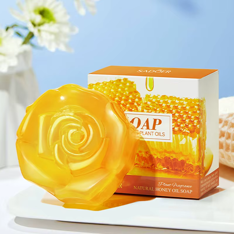 SADOER Savon Visage au Miel Nettoyant Moussant Hydratant Anti-Acné Anti-Âge Blanchissant pour le Cor