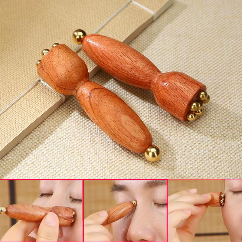 Outil professionnel Gua Sha pour le visage en laiton et palissandre, bac à graines de Lotus, beauté 
