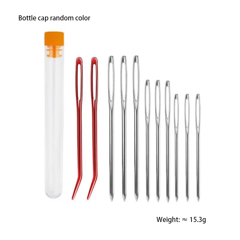 Ensemble d'aiguilles à coudre à la main-aiguilles coudées émoussées à gros œil pour bricolage tricot