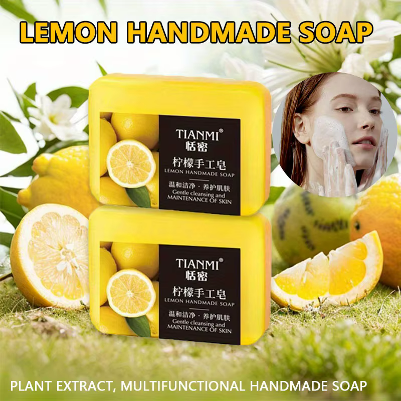 Savon fait main au citron 2 pièces, hydratant et nettoyant, adapté à tous les types de peau, peut êt