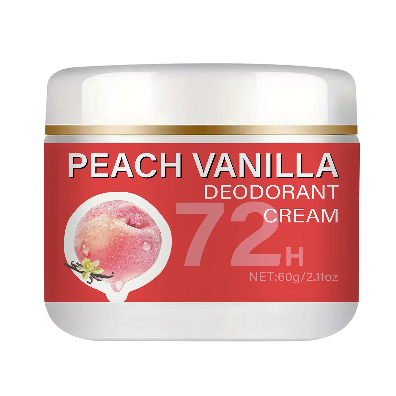 Crème déodorante pour les aisselles Peach - Fraîcheur longue durée 72 heures, parfum floral, contrôl