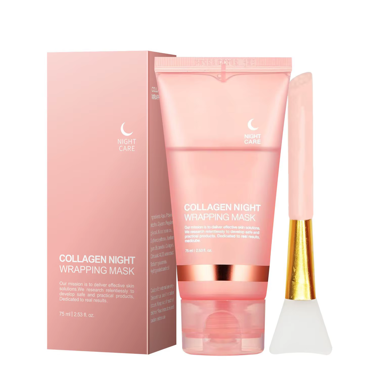 Crème de nuit peeling au collagène avec brosse, masque détachable, réduit les ridules, nourrit en pr