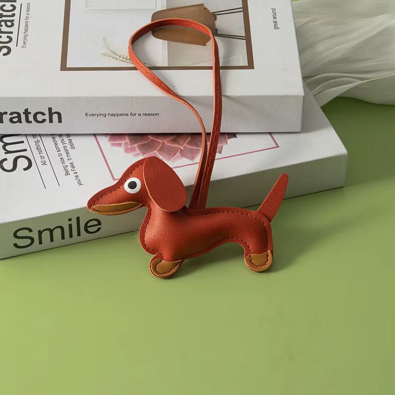 Breloque de sac en cuir de chien saucisse de dessin animé, pendentif pour Goyard Lv Longchamp, sac à