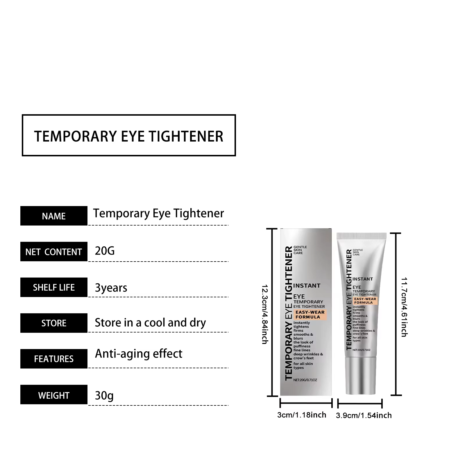 Crème de soin instantanée pour les yeux, avec brosse, hydratant durable, raffermissant, lissant les