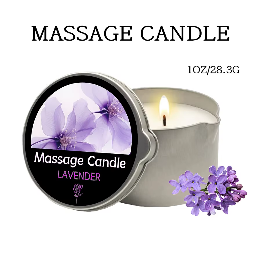 Bougie de Massage-huile essentielle- Six parfums différents, 1oz/2oz fonde dans l'huile de Massage c