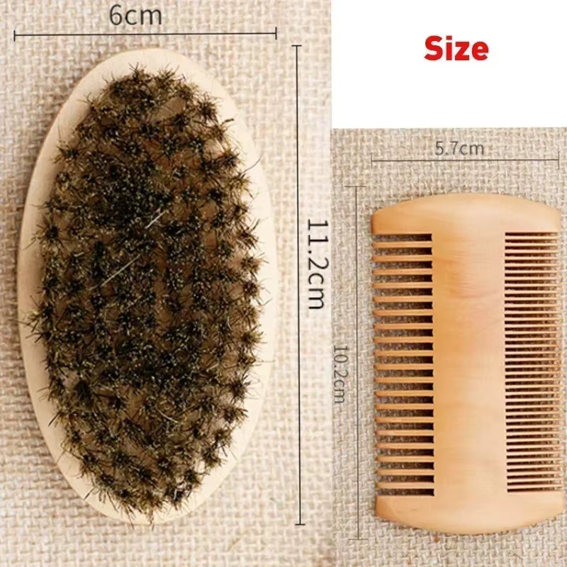 Brosse de rasage professionnelle en bois pour hommes, poils de sanglier souples, Kit de peigne à mou