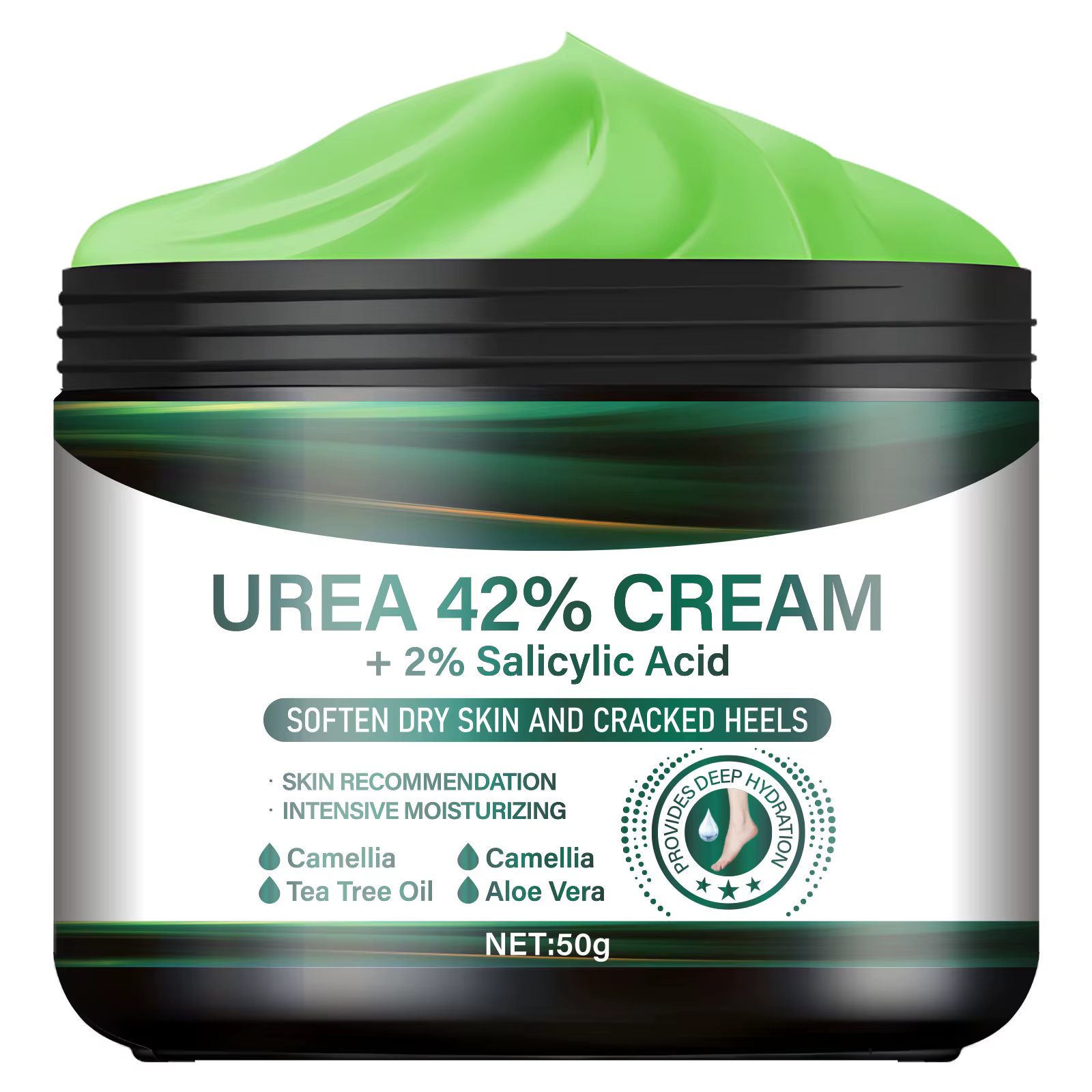 Crème pour Pieds à l'Urée 42% et Acide Salicylique - Réparation Intensive des Talons Fendillés, Huil