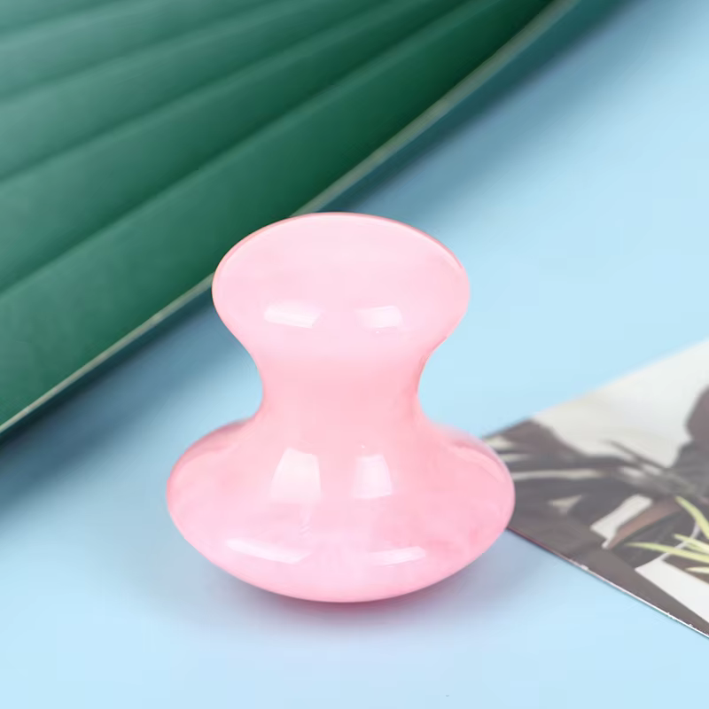 Outil de massage facial et corporel en quartz rose naturel, type champignon, pour SPA, acupuncture, 