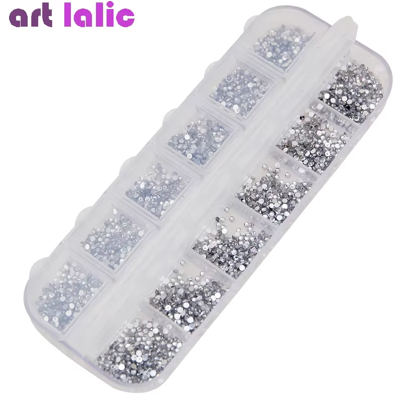 Strass argentés transparents, 3000 pièces, 1.5mm, paillettes rondes pour Nail Art, décorations DIY,