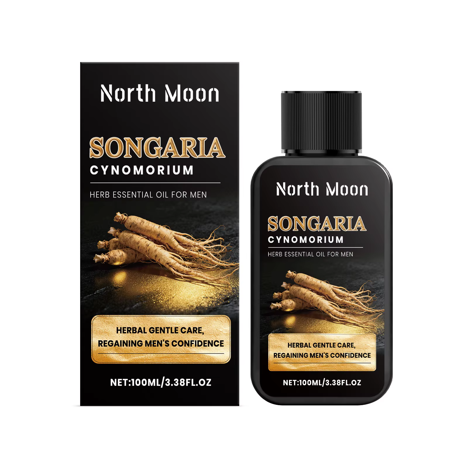 Huile Essentielle de Massage Corporel pour Hommes North Moon Herbal, Hydratation Profonde, Nourrissa