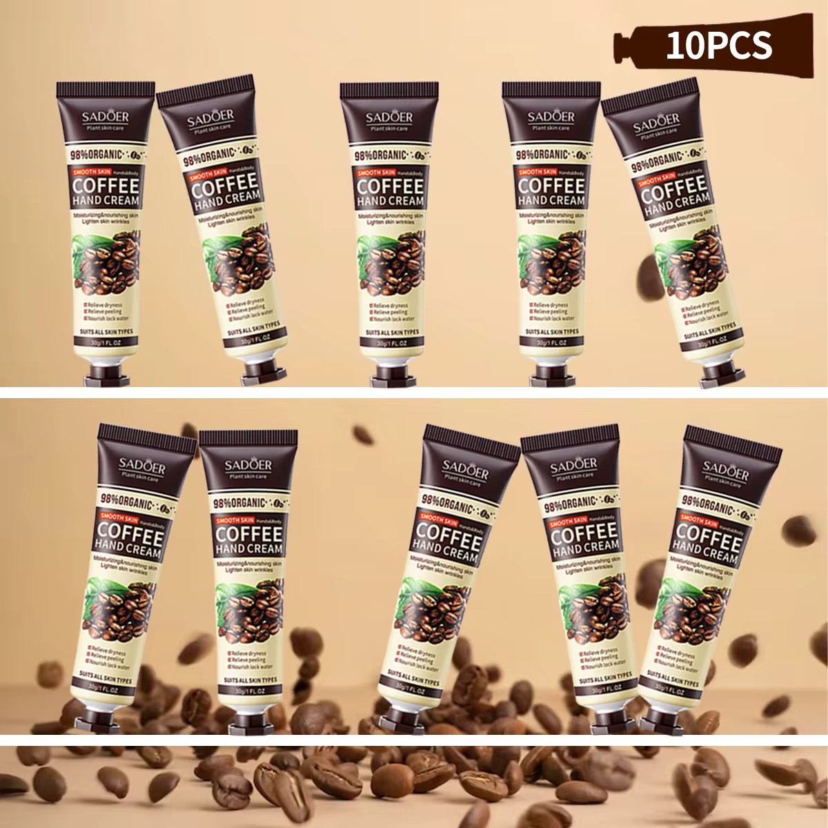 10 pièces/crème hydratante pour les mains au café, cadeau de noël, crème hydratante pour les mains p