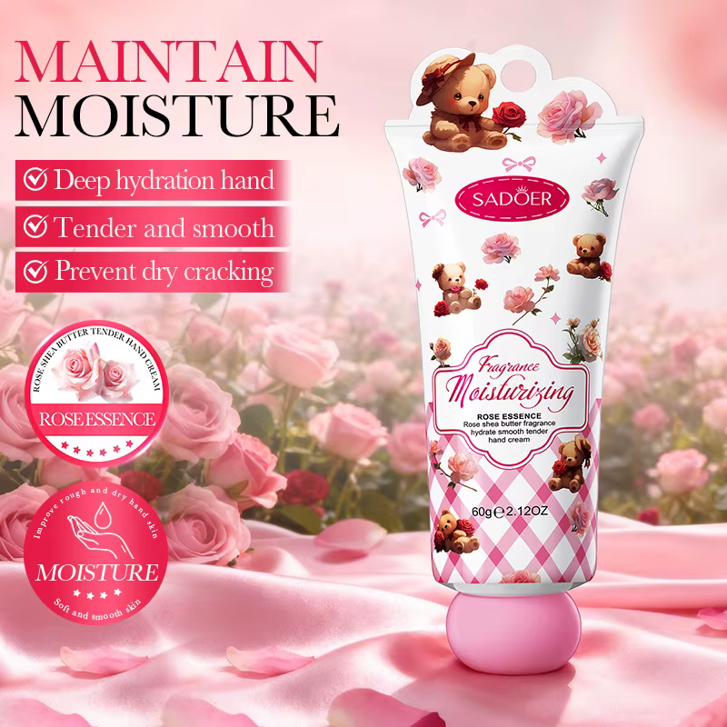 Crème hydratante pour les mains au parfum de rose et de karité, crème hydratante et nourrissante pou
