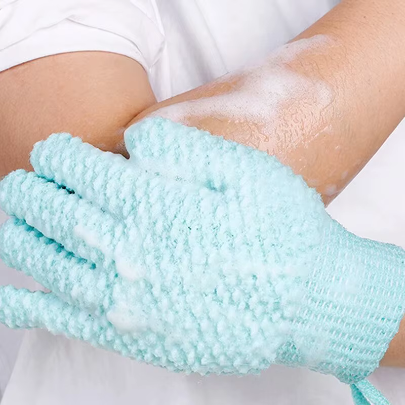 Serviette à friction gants de douche à cinq doigts douche outils de douche de boue givrée serviette 