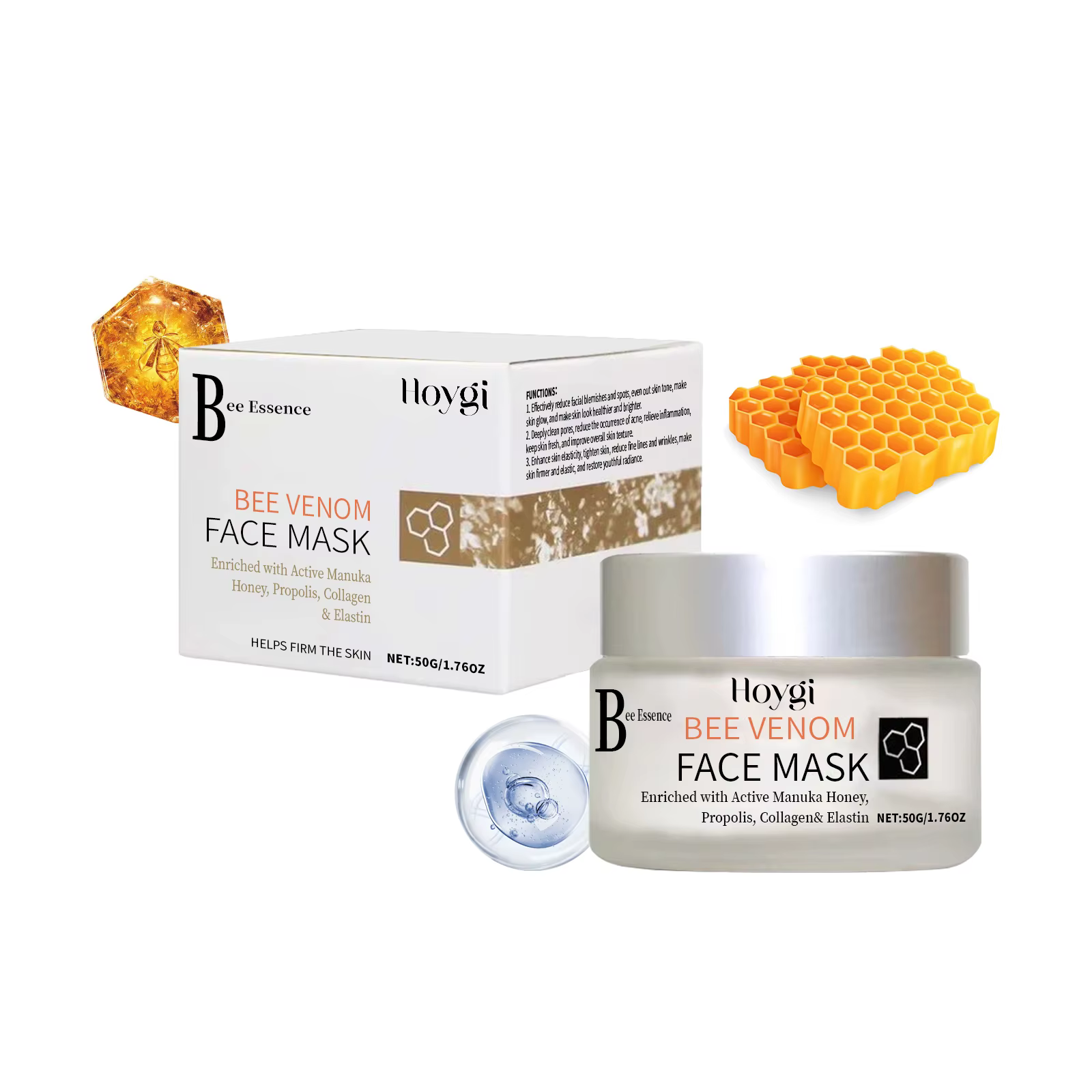 Masque Facial à la Propolis, hydratant, éclaircissant et purifiant les pores, apaisant, raffermissan