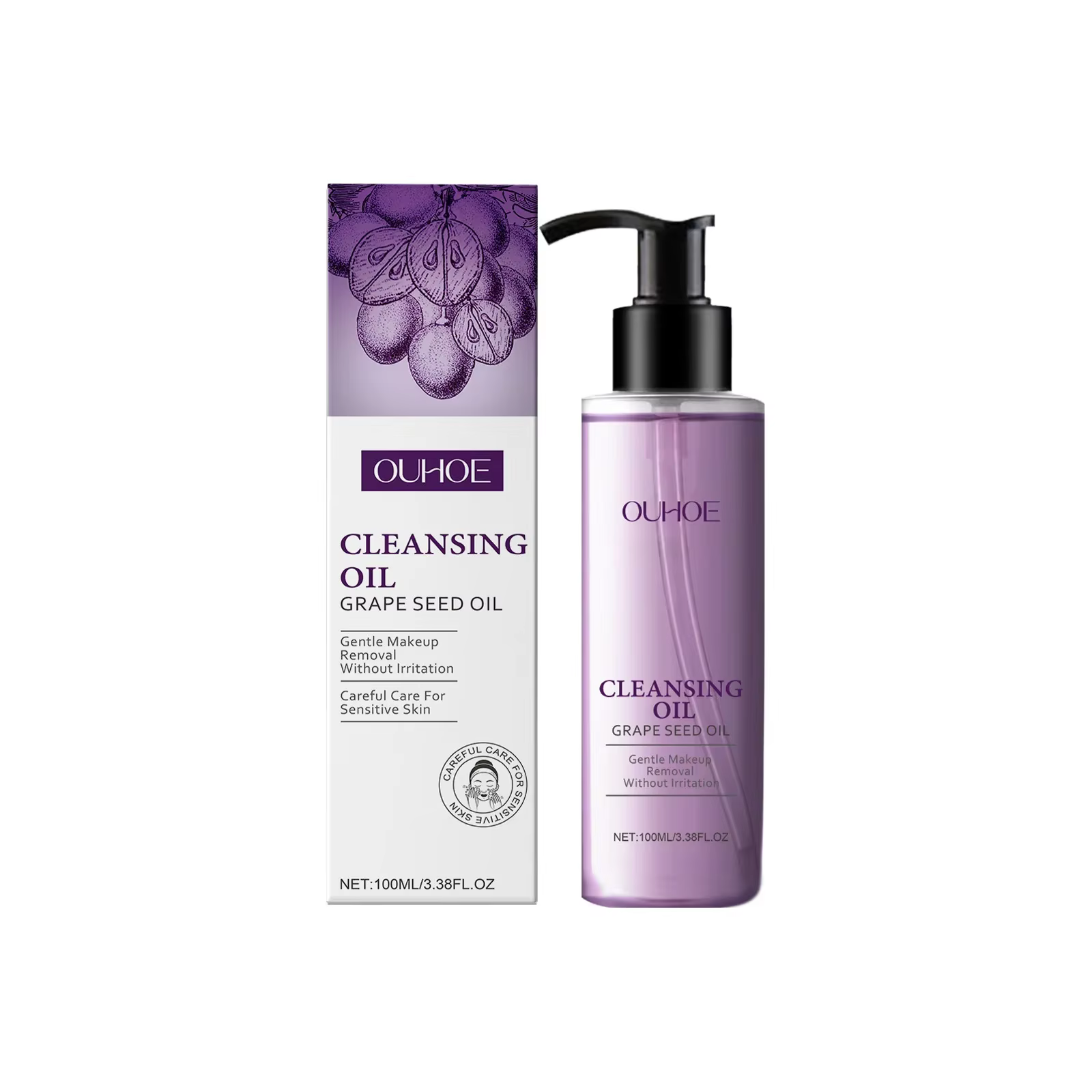 Huile nettoyante pour graines de raisin, démaquillante pour peaux sensibles, sans raffermissement, p