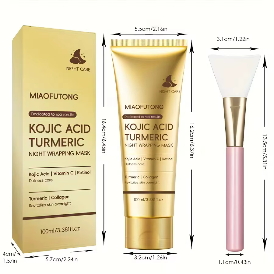 Acide kojique curcuma masque pelable de nuit 100ml collagène hydrolysé éclaircissant peau raffermiss