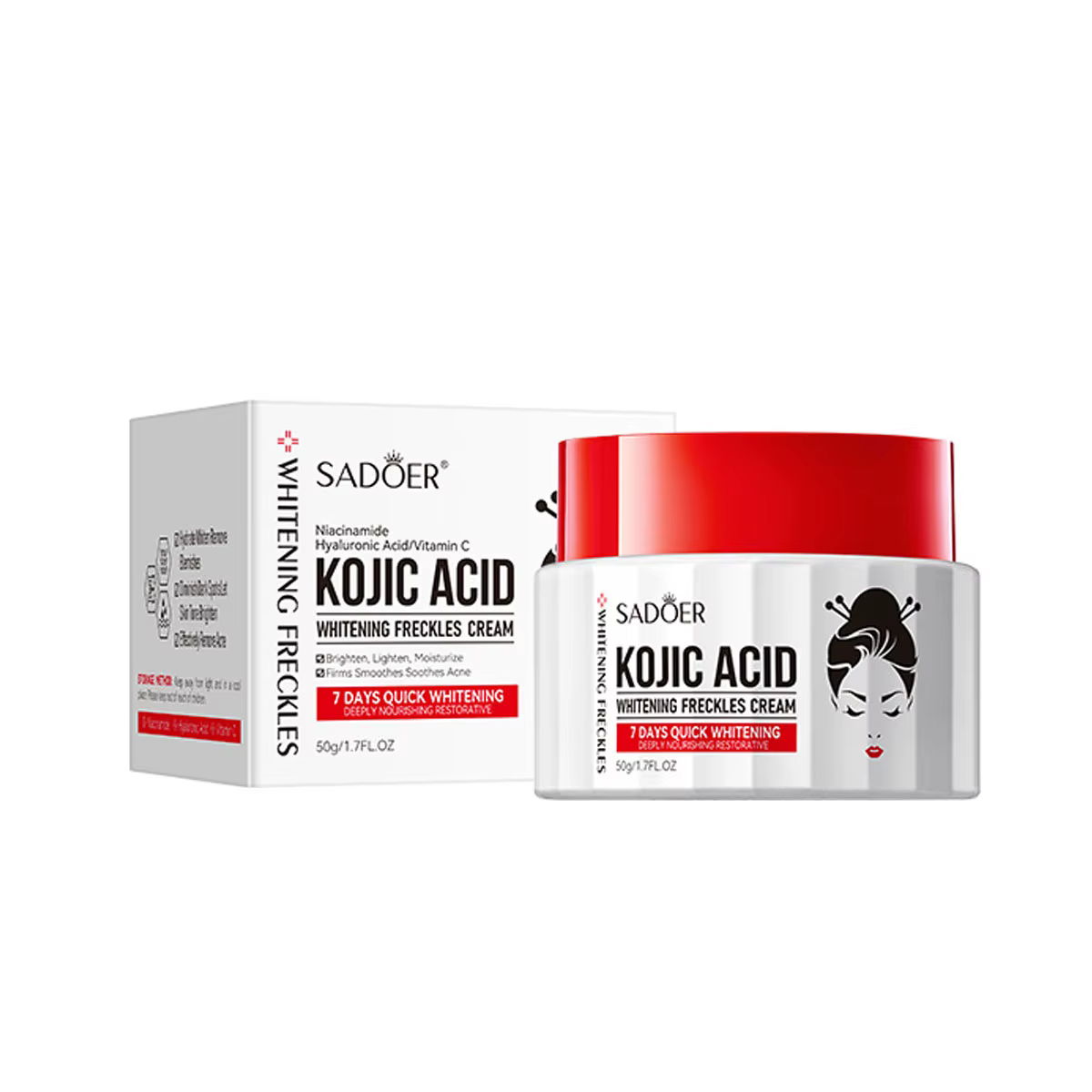 Crème blanchissante et anti-taches à l'acide kojique, crème hydratante et éclaircissante pour le vis