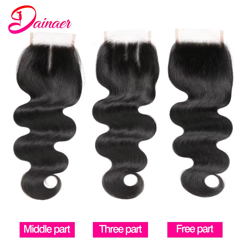 Bundles péruviens de vague de corps avec fermeture, 100% cheveux humains, fermeture à lacet 4x4, che