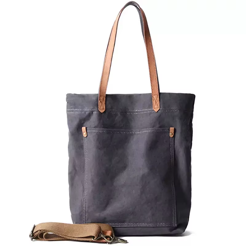 Sac fourre-tout en toile de cuir véritable pour hommes, sac à bandoulière vintage, sac à main de gra