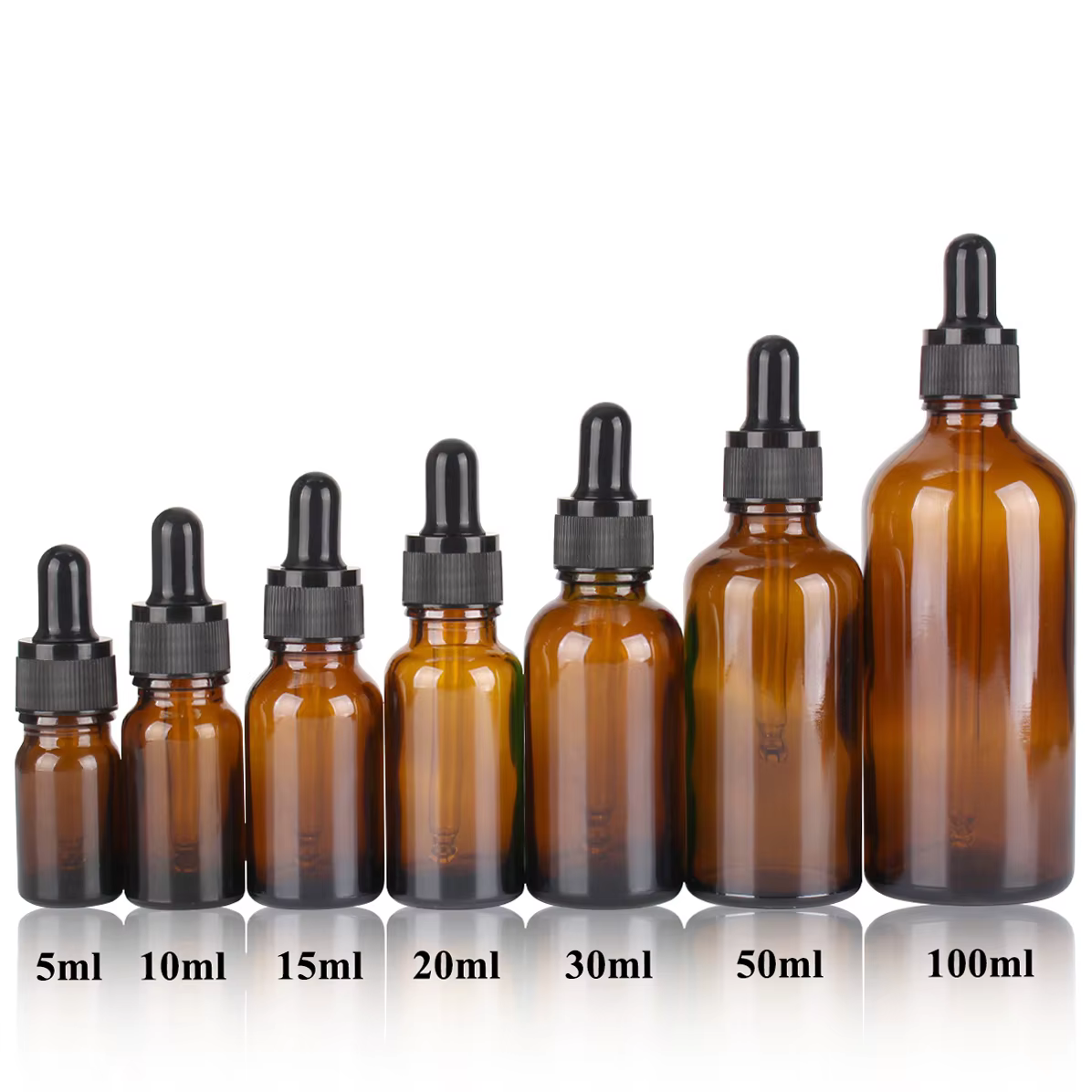 Bouteilles compte-gouttes en verre ambré avec Pipette en verre pour huiles essentielles de parfum co