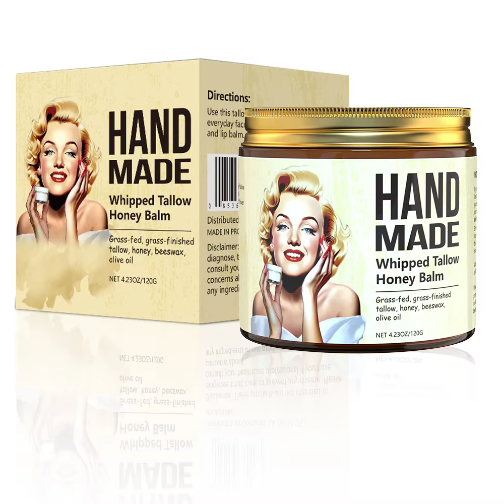 Crème Visage Fouettée au Suif et au Miel Faite Main ENVISHA – Hydratante, Raffermissante, Nourrissan