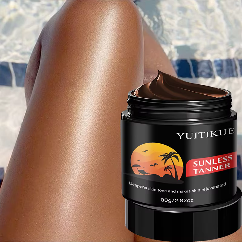 Crème autobronzante naturelle YUITIKUE - Facile à appliquer, hydratante, pour un teint bronzé sain e