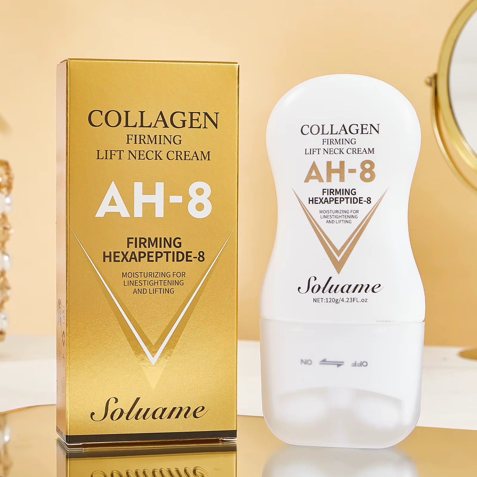 Crème raffermissante et liftante au collagène pour le cou, lotion hydratante pour le cou avec roulea