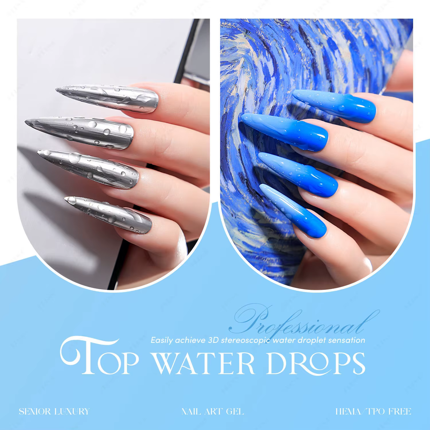 JTING 15ml Nouveau Gel Polish Transparent Effet Gouttes d'Eau Sans Résidu 3D Effet Goutte d'Eau UV L