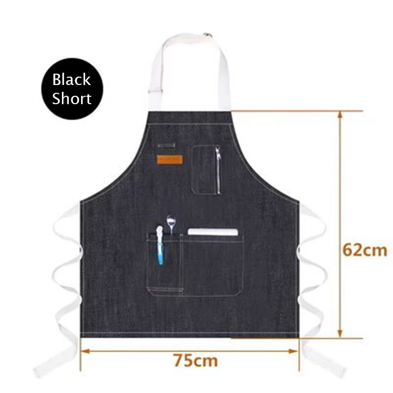 Tablier de chef en denim avec poche zippée, logo personnalisé, cuisine, restaurant, peinture, è, mag